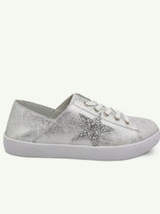 Vicki Frosted Silver + Glitter Star Sneaker