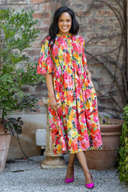 Bloom Burst Pink Multi Floral Dress