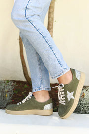 MIA Olive + Silver Glitter Star Sneaker