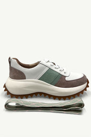 JULZ MOON WHITE + GREEN SAGE SNEAKER