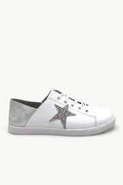 JULZ Vicki White + Silver Back Sneaker