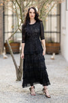 Leopard Tiered Black Mesh Dress
