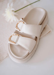 Zane Double Strap with Gold Buckle Sandal