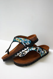 JULZ BLUE BLACK GOLD SEQUIN SANDAL