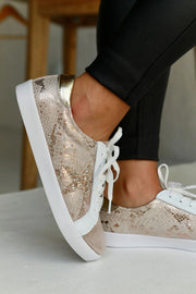 Sydney Rose Gold  Snake + Taupe Sneakers  - Neutral with a Twist