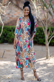 Multi Colour Cheetah Print Maxi Dress